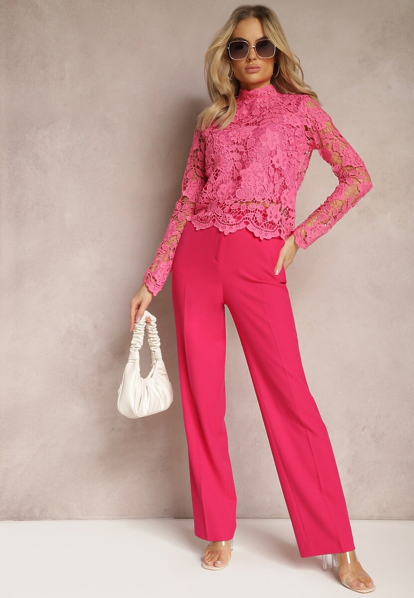 Fuksjowa Bluzka Koronkowa Rissanen