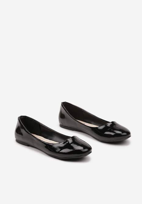 Czarne Lakierowane Balerinki z Wkładką ze Skóry Naturalnej Norabis