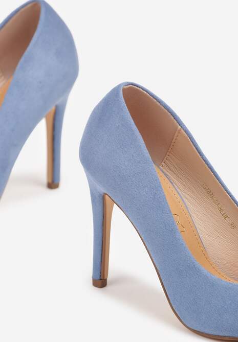 Jasnoniebieskie Szpilki Vices ze Skórzaną Wkładką w Klasycznym Stylu Vennael