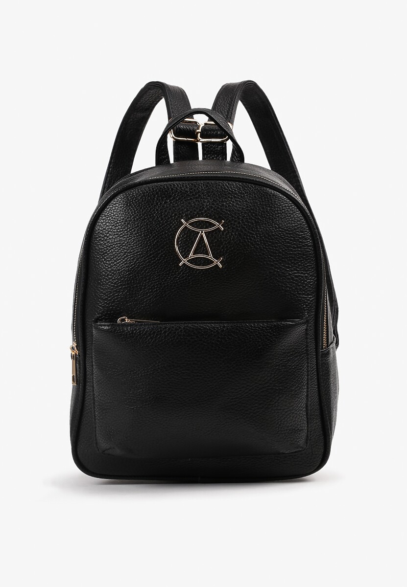 Czarny Mały Plecak z Regulowanymi Szelkami Zdobiony Metalowym Detalem Labilia