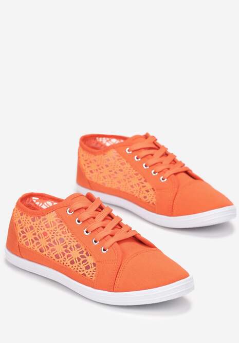 Pomarańczowe Tenisówki z Ażurowymi Wstawkami Po Bokach Salessa