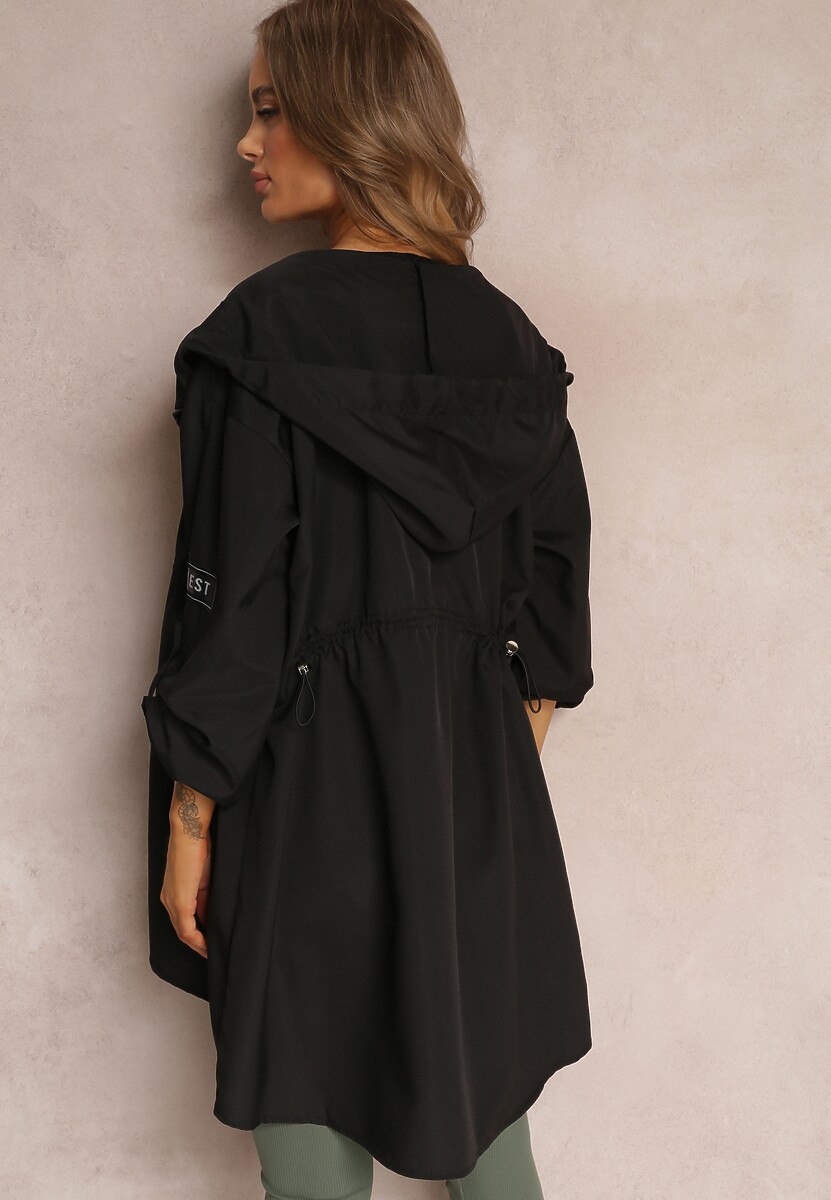 Czarna Kurtka Oversize Wiatrówka Ceshela