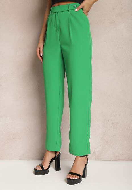 Zielone Spodnie o Klasycznym Fasonie z Kieszeniami Dracaisa