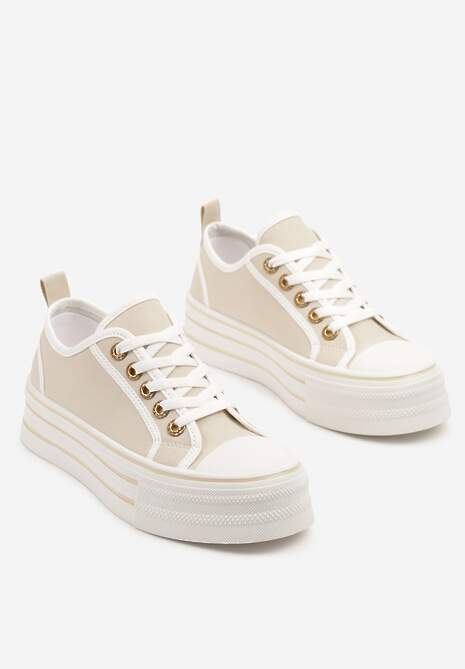 Beżowe Trampki na Grubej Podeszwie Lurivanna