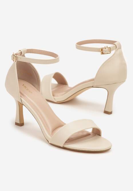 Beżowe Sandały Vices z Imitacji Skóry na Obcasie Typu Szpilka Galennea