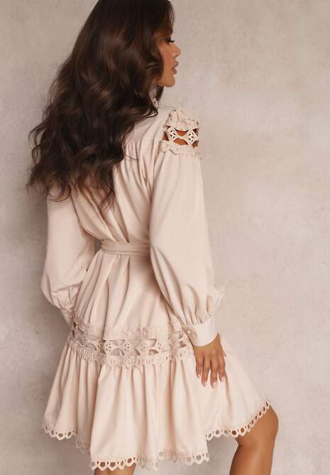 Jasnobeżowa Sukienka Koszulowa Achusa