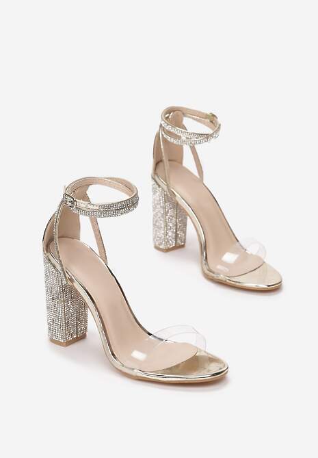 Złote Transparentne Sandały Rhethera