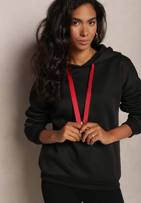 Czarna Wsuwana Bluza z Kapturem Masuze