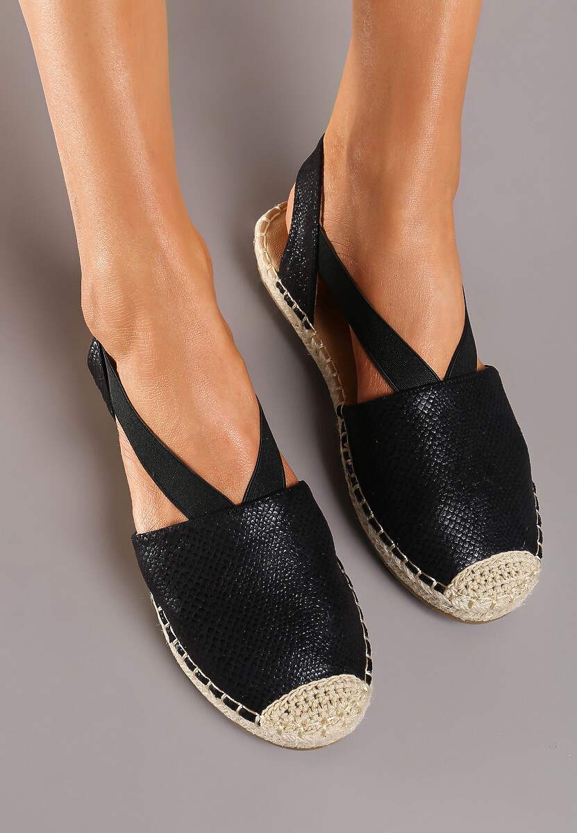 Czarne Espadryle z Ekoskóry na Płaskiej Podeszwie Cecilas