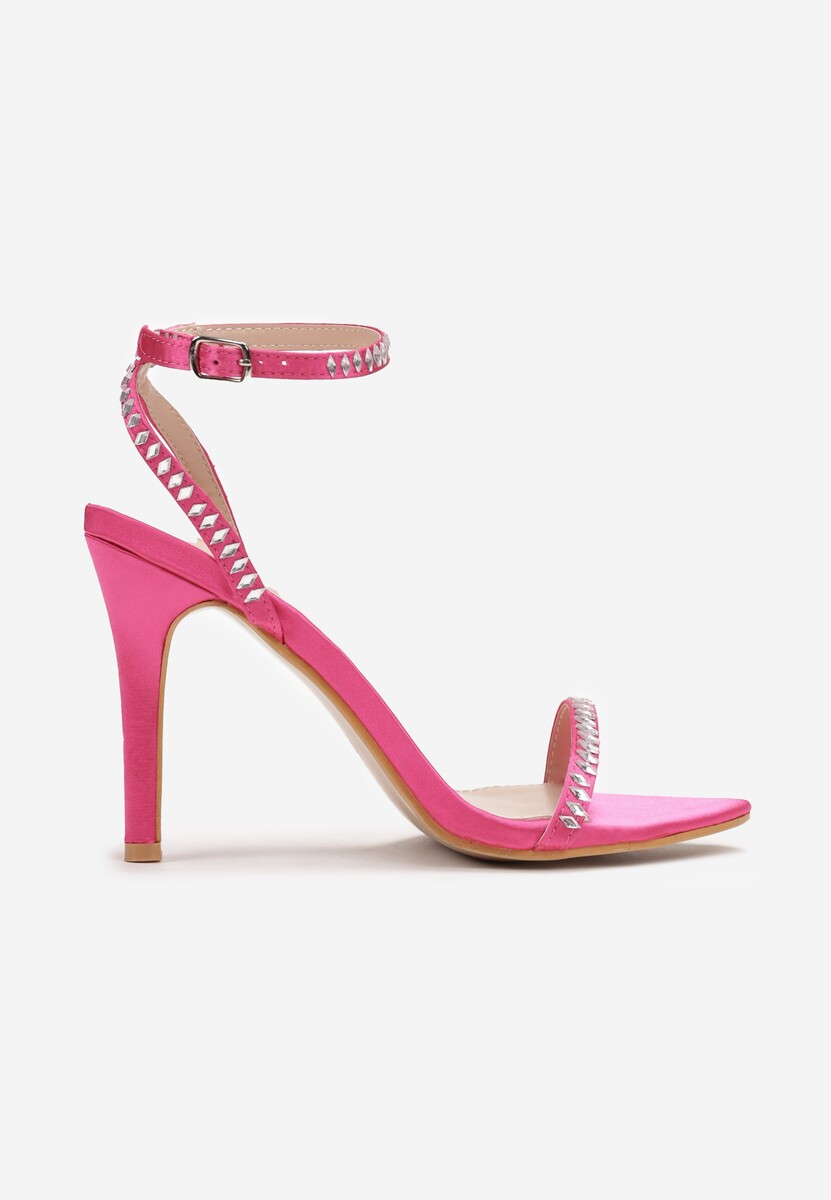 Fuksjowe Sandały na Wysokiej Szpilce z Cyrkoniami Kalisa