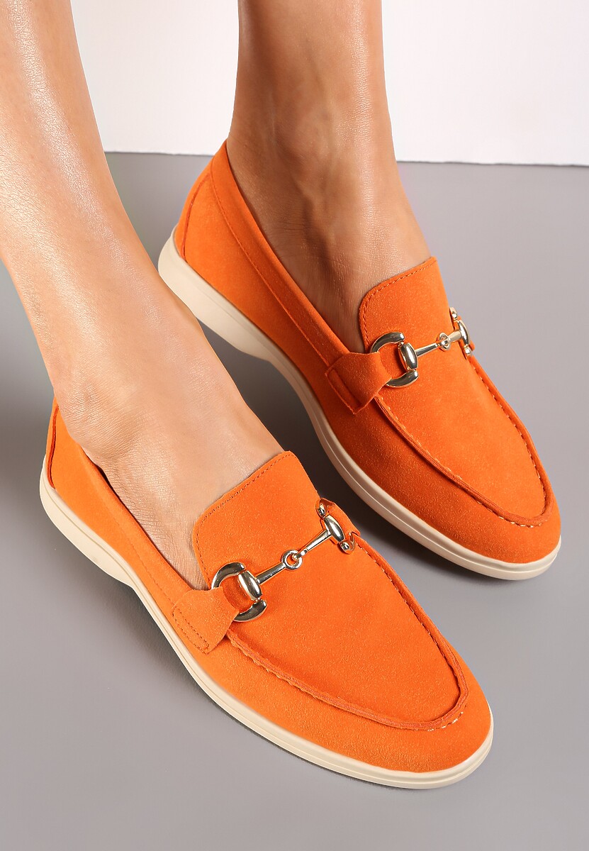 Niebieskie Mokasyny na Płaskiej Podeszwie z Przeszyciami i Ozdobną Klamerką Alenor