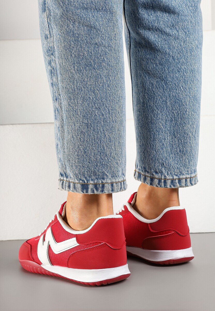 Czerwone Sneakersy Typu Klasyczne Tenisówki Zdobione Przeszyciami Elanioria