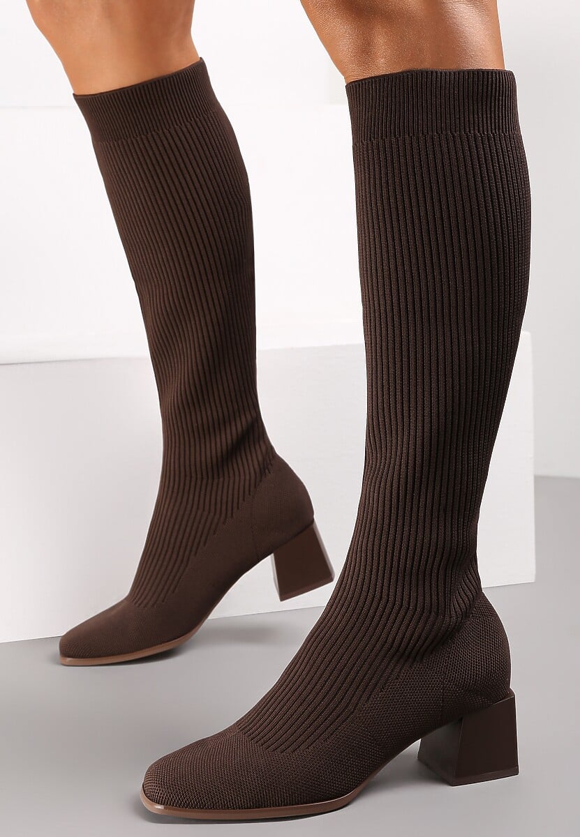Brązowe Kozaki z Elastyczną Cholewką Timerine