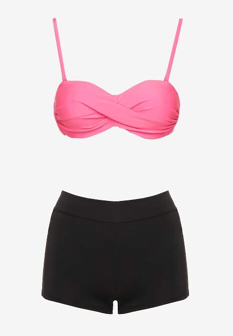 Fuksjowe Bikini 3-częściowe Biustonosz z Wiązaniem Majtki Figi i Bokserki Vinalle