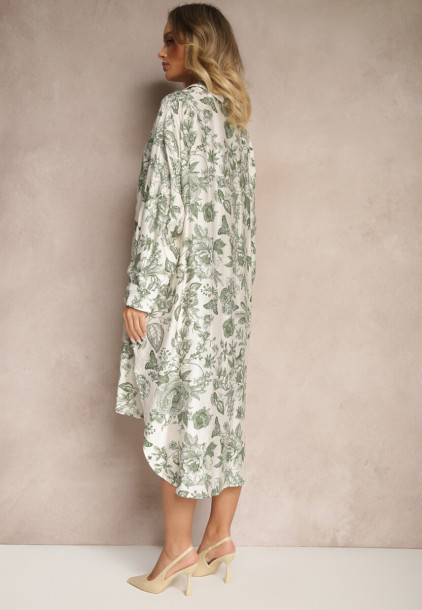 Zielona Kwiatowa Koszulowa Sukienka z Wiskozy Lisvesia