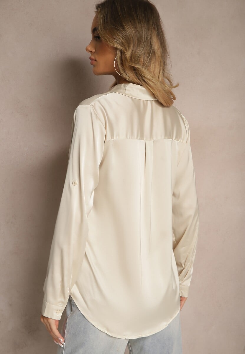 Beżowa Klasyczna Koszula z Kołnierzykiem Kassinea