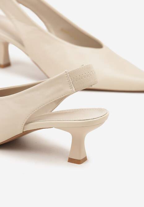 Beżowe Czółenka Sandały Vices na Kaczuszce Typu Slingback Liluriela