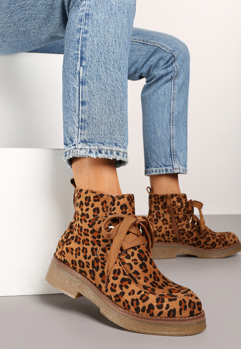 Czarne Ocieplane Płaskie Botki Ozdobione Sznurowaniem Resivara