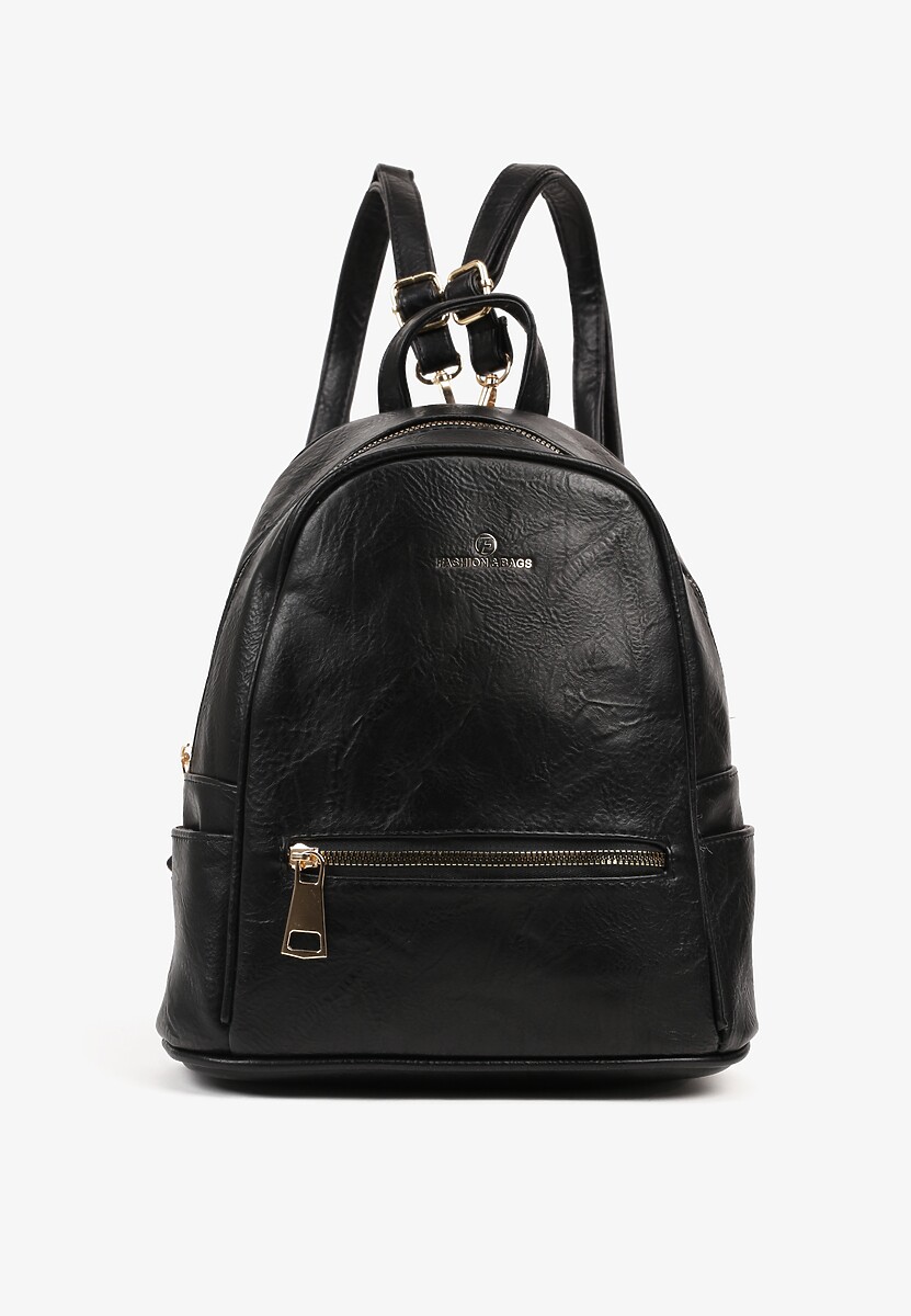 Czarny Casualowy Plecak z Metalicznym Suwakiem Idalerra