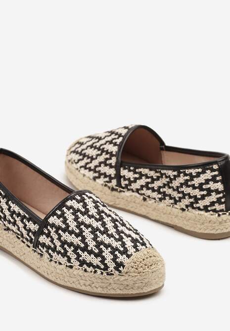 Czarne Espadryle z Plecionym Sznurkiem Nimiorra