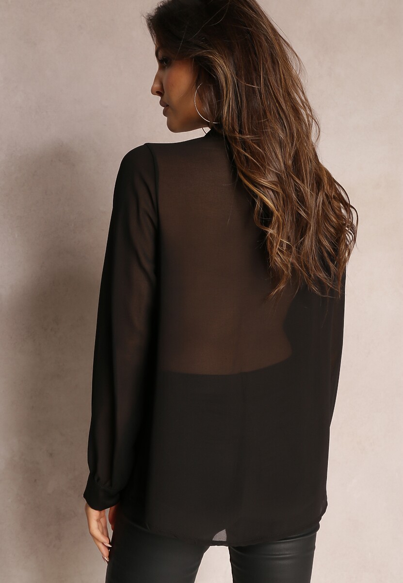 Czarna Bluzka z Wiązana Kokardą wokół Szyi Blisorfa