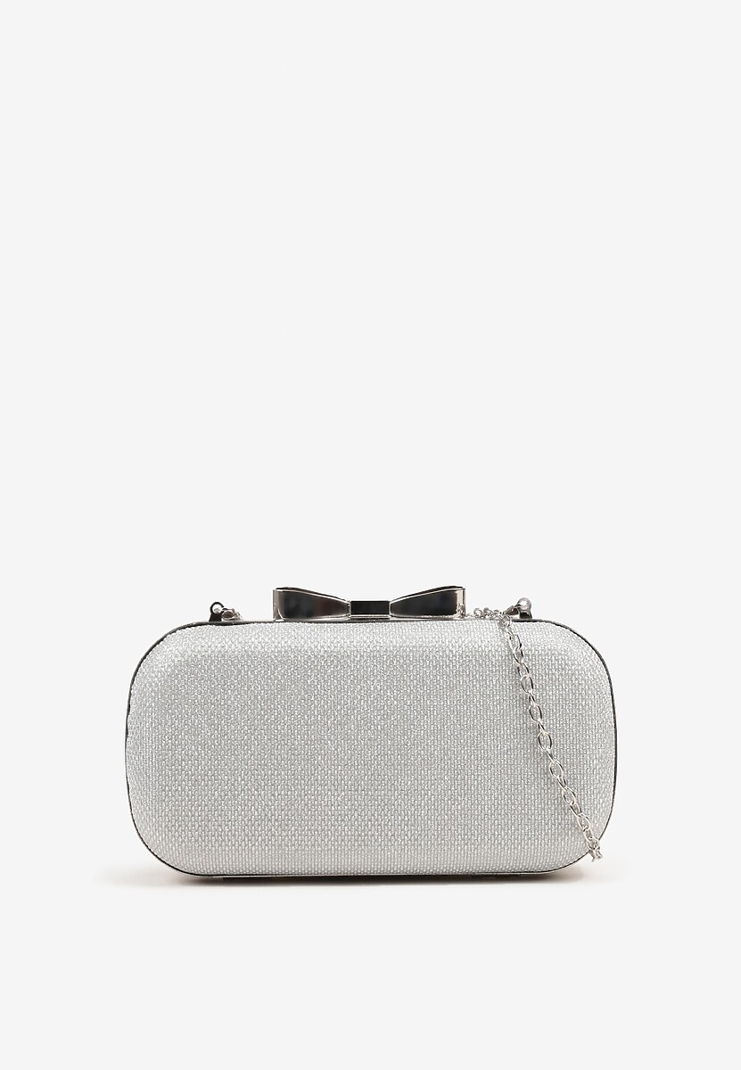 Srebrna Torebka Kopertówka z Dodatkowym Łańcuszkiem i Metalicznym Zapięciem Grireia
