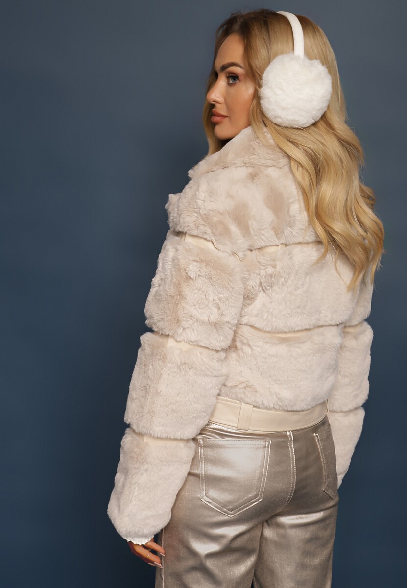 Beżowa Kurtka z Futerkiem Shetty