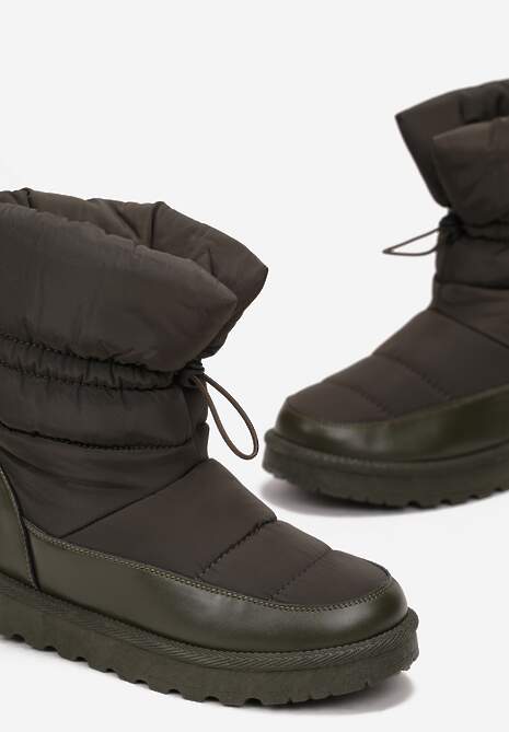 Zielone Pikowane Śniegowce z Troczkiem Pehn