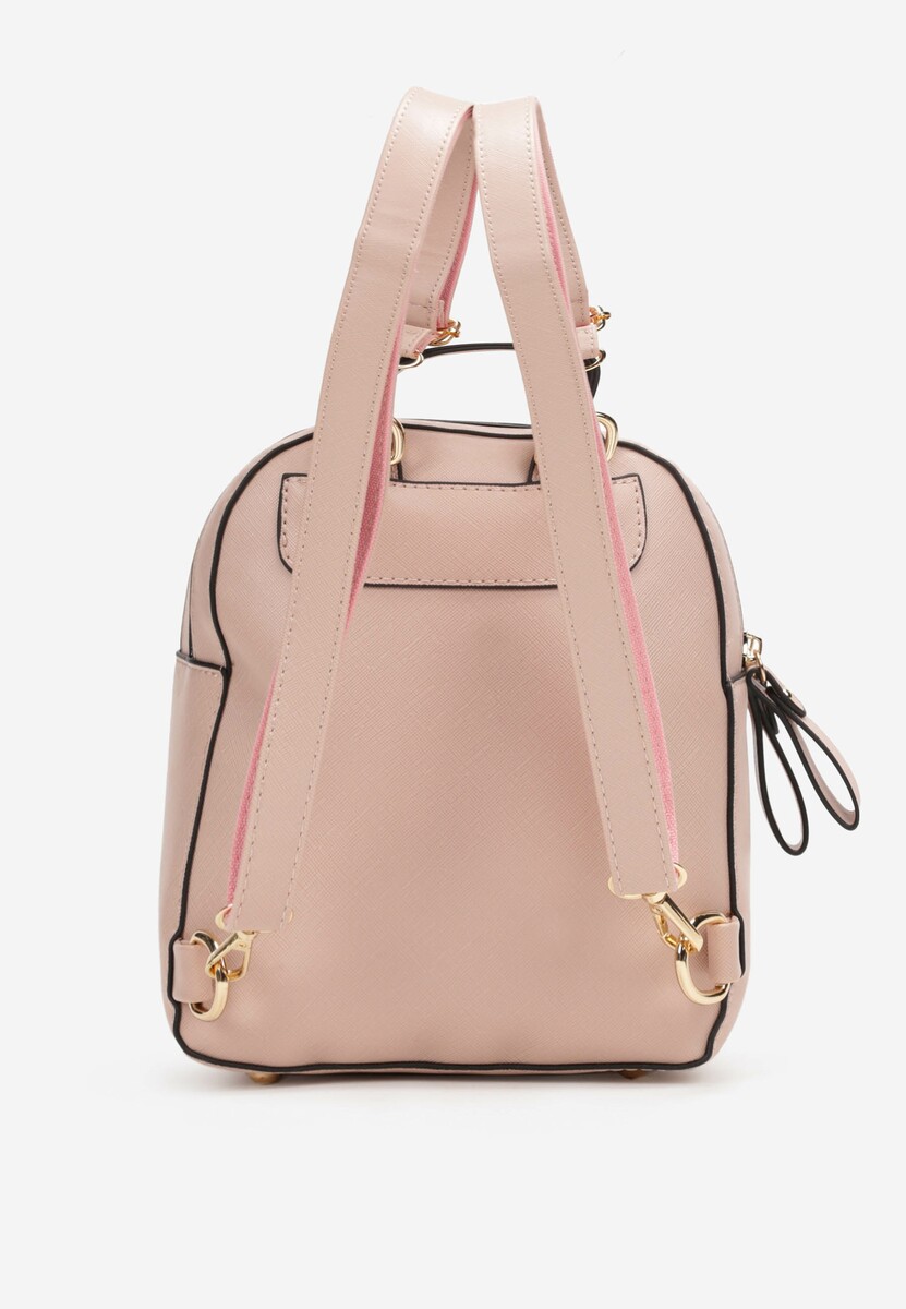 Różowy Dwukomorowy Plecak z Imitacji Skóry Kinosa