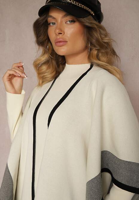 Jasnobeżowy Komplet z Dzianiny z Wiskozy Sukienka i Narzutka Ilandriel