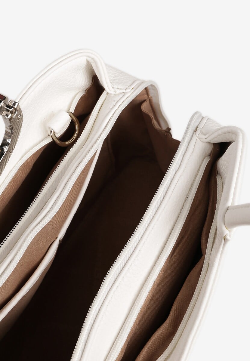 Biała Prostokątna Torebka Klasyczna z Paskiem i Rączką Clarilou