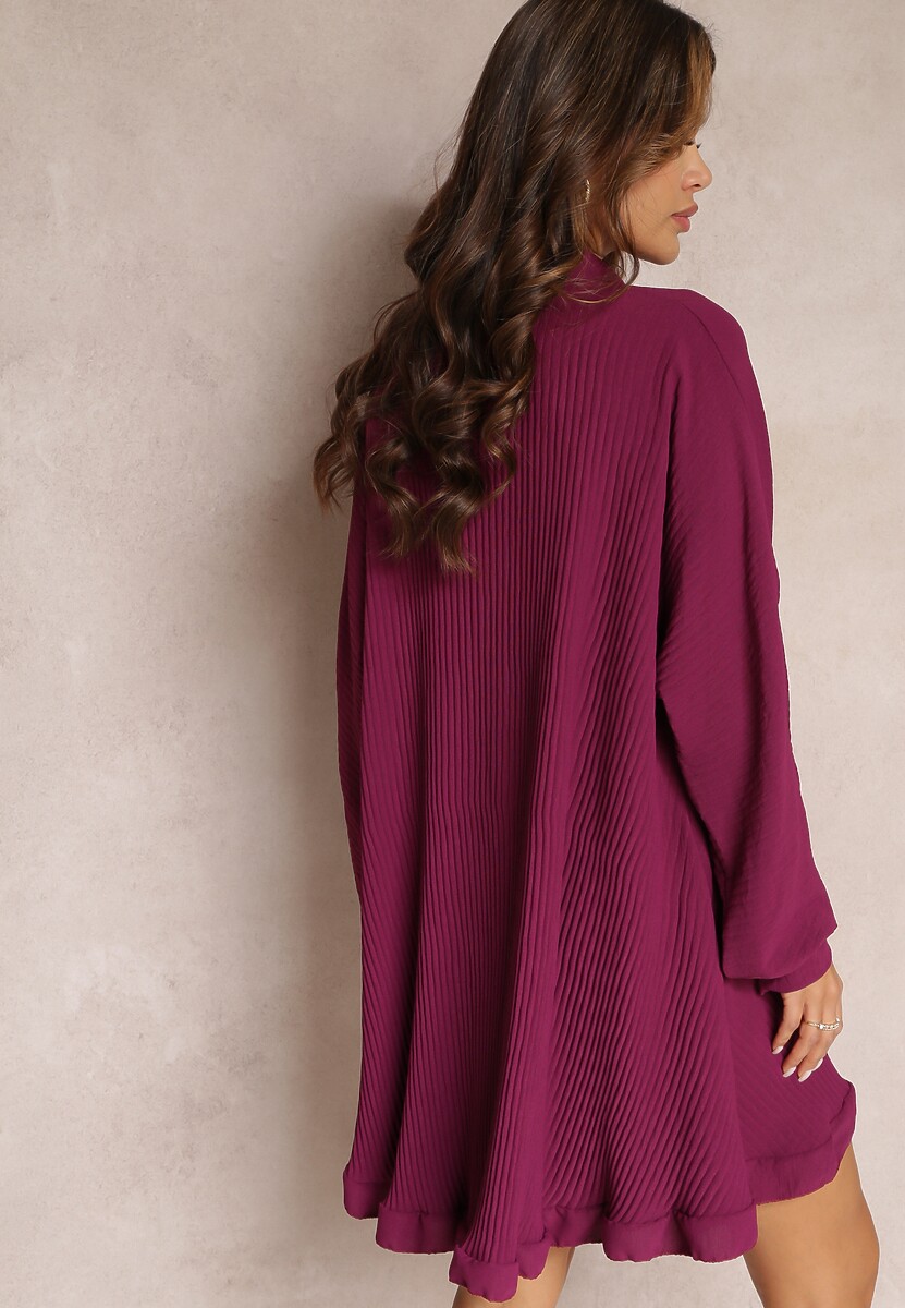 Fioletowa Sukienka Koszulowa Plisowana Giiphi