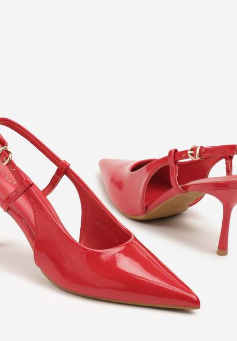 Czerwone Sandały Lakierowane Vices na Szpilce Slingback Raleira
