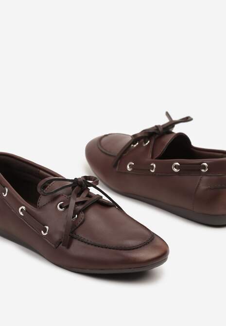 Brązowe Mokasyny z Ozdobnym Wiązaniem Lanrive