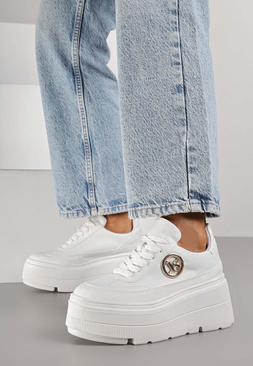 Brązowe Chunky Sneakersy Vices na Platformie z Okrągłym Detalem Sedvira