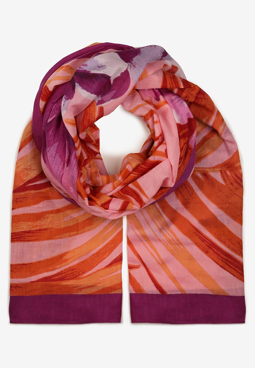 Różowy Bawełniany Szalik w Print Jellala