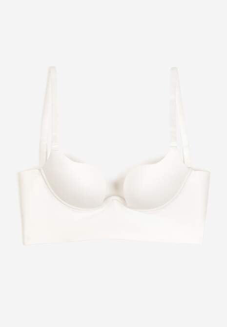 Biały Biustonosz Miseczka C Typu Push Up na Ramiączkach z Regulacją Mivonara
