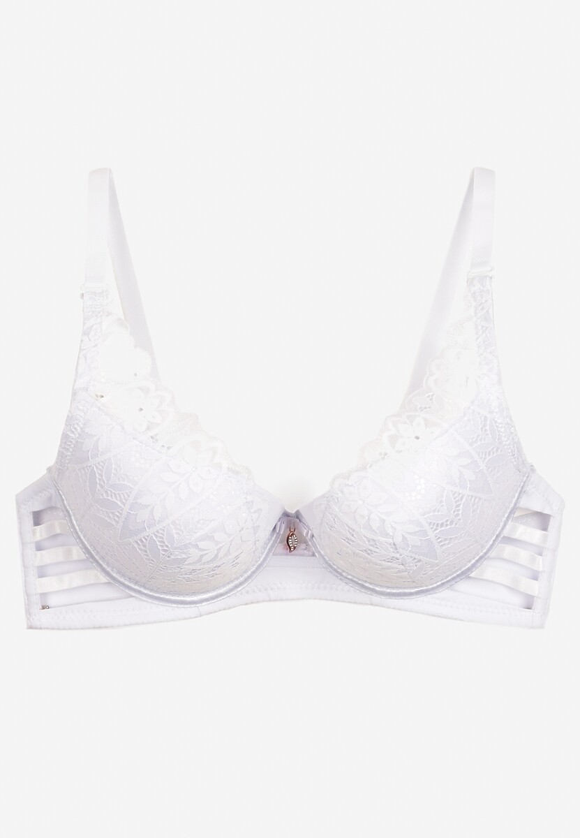Biały Koronkowy Biustonosz z Regulowanymi Ramiączkami Carnena