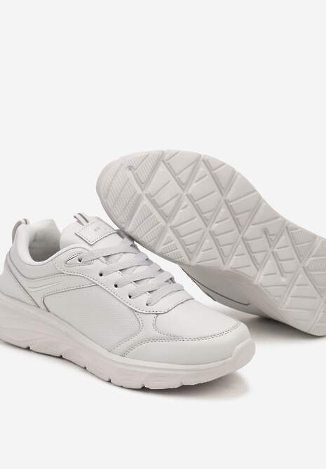 Jasnoszare Casualowe Buty Sportowe Sneakersy na Płaskiej Tłoczonej Podeszwie Velanitta