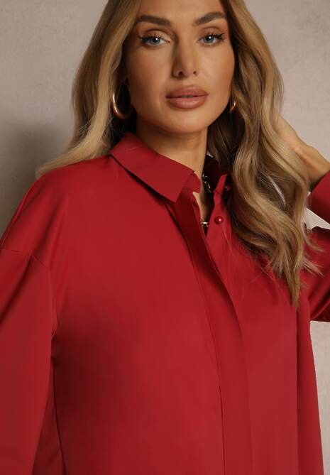 Bordowa Koszula z Wiskozą w Klasycznym Stylu Lisarila