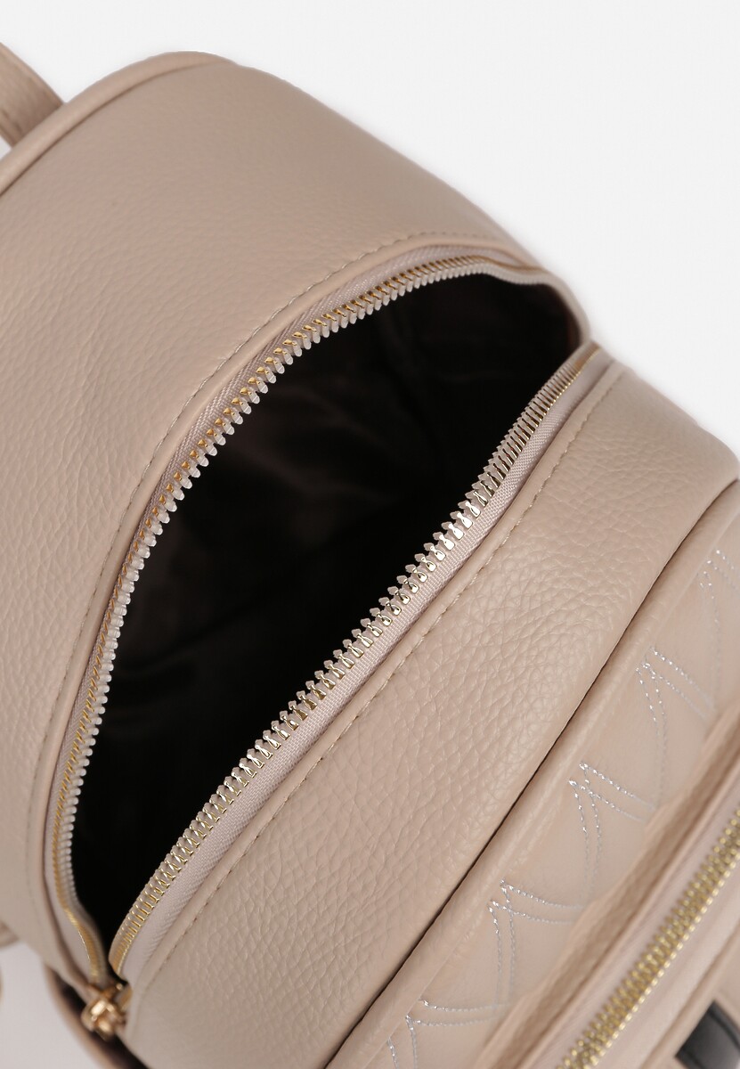 Beżowy Casualowy Plecak z Tłoczonym Wzorem i Regulowanymi Odpinanymi Paskami Nelarose