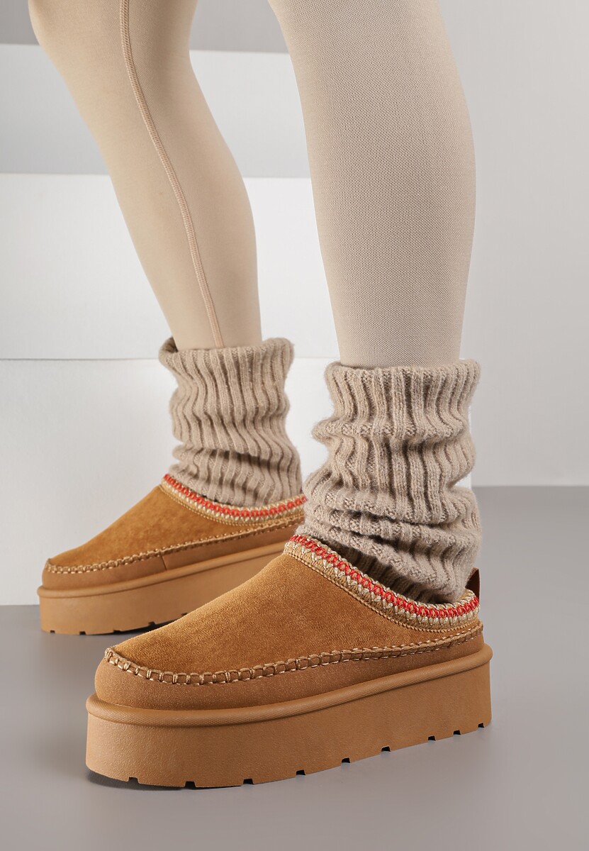 Jasnobrązowe Śniegowce z Futrzanym Ociepleniem na Platformie Reiandea