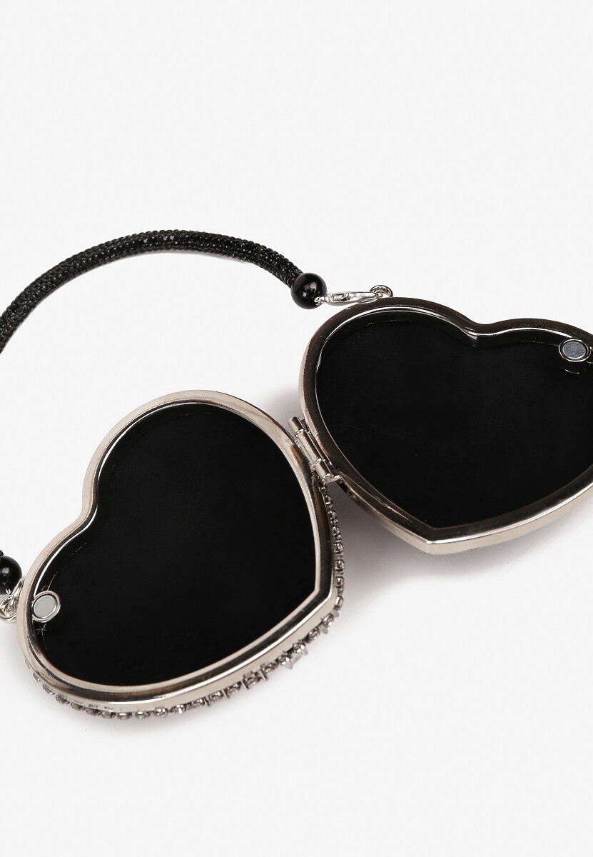 Czarna Koktajlowa Torebka Serce Ozdobiona Cyrkoniami Deodore