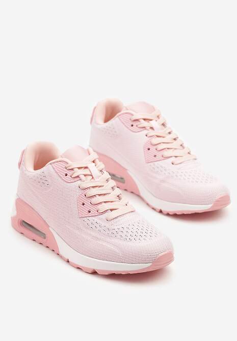 Różowe Buty Sportowe Sneakersy Ozdobione Przezroczystą Wstawką Zalitea
