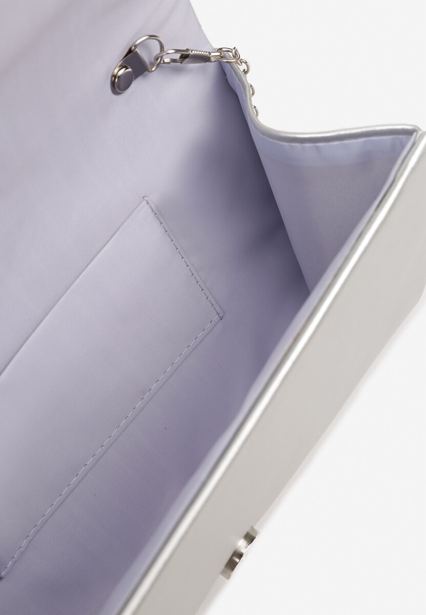 Srebrna Elegancka Torebka Kopertówka z Łańcuszkiem Pasenela