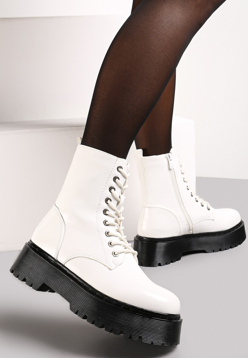 Czarne Botki w Stylu Workerów na Platformie Maialen