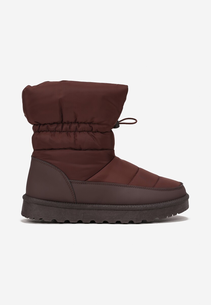 Brązowe Pikowane Śniegowce z Troczkiem Pehn