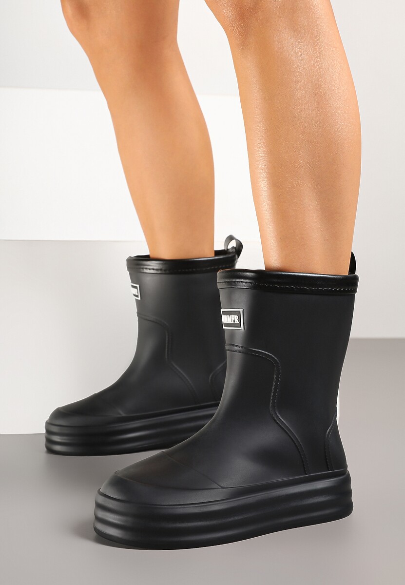 Czarne Kalosze Ozdobione Małą Naszywką Lanivra