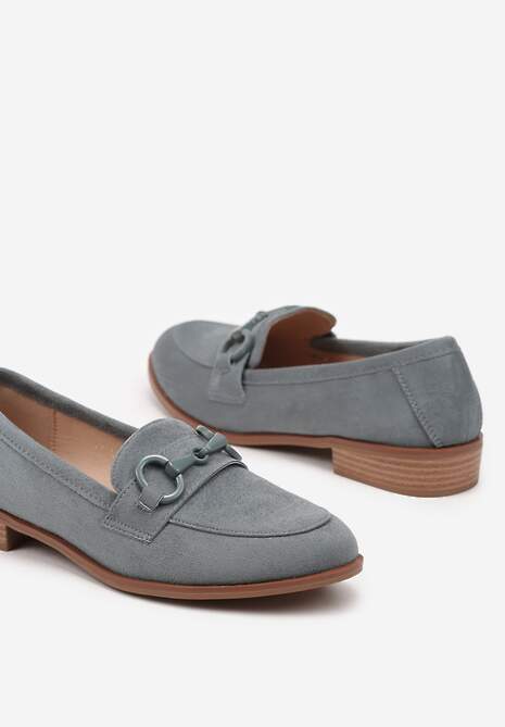 Zielone Mokasyny Vices z Wkładką ze Skóry Naturalnej Zdobione Łańcuszkiem Delariona