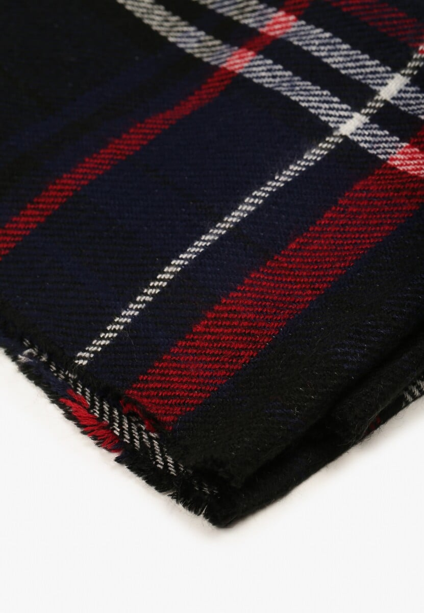 Granatowo-Czerwony Szalik Komin Ozdobiony Kratą Zinnestra